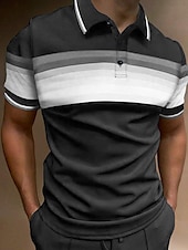preiswerte Klassisches Poloshirt für Herren-Herren Sport-Polo Poloshirt Casual Festtage Kargen Kurzarm Modisch Basic Farbblock Taste Sommer Regular Fit Dunkelrot Gelb Dunkelmarine Purpur Grün Grau Sport-Polo