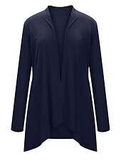 tanie Kardigany i odzież wierzchnia-Damskie Sweter Rozpinany Elegancki Codzienny Miękkie Jednokolorowe Prążkowany Otwarty przód Kieszeń Długi rękaw Robić na drutach Na zewnątrz Codzienny Weekend Czarny Biały Lato Jesień