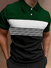 cheap Men&#039;s Classic Polo-Men&#039;s Button Up Polos Polo Shirt Casual Sports Lapel Short Sleeve Fashion Basic Color Block Button Summer Regular Fit Fire Red Black White Army Green Dark Navy Dark Gray Button Up Polos