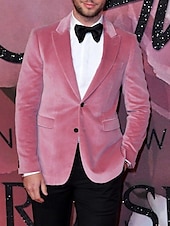 abordables Blazers et vestes-Blazer de soirée en velours pour hommes Coupe ajustée Uni À simple boutonnage Deux boutons Noir Rose Bourgogne Bleu royal Violet Marron Vert