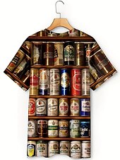 levne 3D trička-Pánské Grafika Pivo Tričko Krátký rukáv tričko 3D tisk Tričkový Košile Vinobraní Módní Designové Venkovní Denní Sport Černá Hnědá Jaro léto Oblečení S M L XL 2XL 3XL