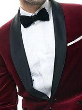 economico Blazer e Giacca-Giacca blazer da uomo in velluto per feste casual taglio regolare a tinta unita monopetto a un bottone borgogna