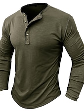 olcso Alkalmi Henley póló-Férfi Gombos póló Henley ing Tee Top Hosszú ujj Henley Nyár Sima Divat Dizájn Alap Vakáció Utca Alkalmi Fehér Sárga Piros Férfi felső póló