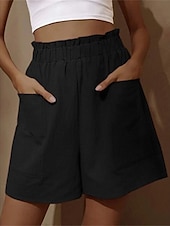 tanie Spodenki-Damskie Szorty Moda miejska Prosty Codzienny Krótki Wysoka talia Równina Kieszeń Elastyczny pas Oddychający Miękka Na zewnątrz Średnio elastyczny Na zewnątrz Urlop Codzienne Czarny Biały Czerwony