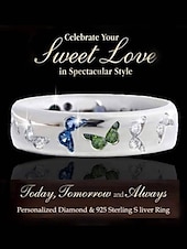 cheap Rings-rhinestone butterfly ring for women teen girls, elegant silver plated cubic zircon engagement ring, birthday anniverstay jewelry gift (blue, 6)