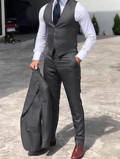 abordables Trajes formales-Trajes de fiesta de bodas para hombres Trajes de regreso a casa Burdeos Azul Real Sólido Ajuste a medida de 3 piezas de un solo botón