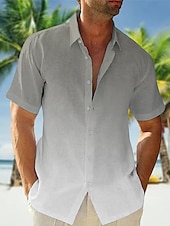 voordelige heren overhemd met knopen-Voor heren Overhemd Zomer overhemd Strand Kleding Normaal shirt Overhemd met knopen Overhemden zonder broek Blozend Roze Marineblauw blauw Oranje Groen Korte mouw Verloop Revers Vakantie Casual