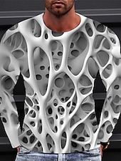 economico Magliette 3D-Per uomo Pop art Astratto maglietta Manica lunga maglietta Stampa 3D Girocollo Camicia Vintage Di tendenza Originale Esterno Giornaliero Sport Blu Viola Verde Primavera &amp; Autunno Abbigliamento S M L