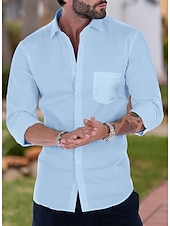 preiswerte Businesshemden für Herren-Herren Oberhemd Hemden mit französischen Manschetten Kragenhemd Knopfhemd Wellen Hochzeit Arbeit Schwarz Weiß Rosa Marineblau Langarm Umlegekragen Ganzjährig Bekleidung Button-Down