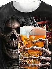 levne 3D trička-Pánské Grafika Pivo Tričko Krátký rukáv tričko 3D tisk Tričkový Košile Vinobraní Módní Designové Venkovní Denní Sport Černá Hnědá Jaro léto Oblečení S M L XL 2XL 3XL