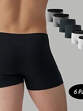 baratos Moda Íntima para Homem Confortável-Homens Pacote com 6 Cuecas boxer Roupa Íntima Boxers Algodão Respirável Tecido Preto Azul