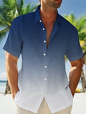 voordelige heren overhemd met knopen-Voor heren Overhemd Zomer overhemd Strand Kleding Normaal shirt Overhemd met knopen Overhemden zonder broek Blozend Roze Marineblauw blauw Oranje Groen Korte mouw Verloop Revers Vakantie Casual