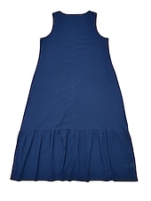 cheap Design Cotton &amp; Linen Dresses-Women&#039;s Black White Navy Blue Summer Maxi long Dress Maxi Dress Linen-Inspired Dresses Tank Dress Tiered Dress Solid Basic Casual Vacation Regular Fit Crew Neck