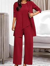 cheap Two Piece Sets-Women&#039;s Loungewear Sets 3 Pieces Pure Color Fashion Casual Comfort Street Daily Date Breathable Crew Neck Long Sleeve Pant Pocket Summer Spring
