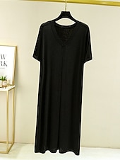 cheap Women&#039;s Nightgowns &amp; Sleepshirts-Women&#039;s Pajamas Nightgown Nightshirt Dress Pure Color Simple Casual Soft Home Daily Bed Modal Breathable V Wire Short Sleeve Summer Fall Home Outfits