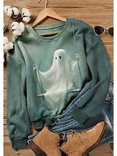 olcso Pulóverek és pulóverek-Női Pulóver Halloween pulóver Grafika Sportok Utcai sikk Buli Szürke Halloween Hétköznapi Kerek Hosszú ujj Felső Mikroelasztikus Ősz &amp; tél