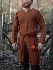  Medievale Rinascimento 17° secolo Camicia Tunica Guerriero Vichingo Ranger Elfico Tiro con l'arco Costume Per uomo Vichingo Fantasia Halloween Carnevale Mascherata LARP Adulti Camicia Tutte le