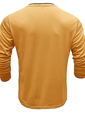 olcso Alkalmi Henley póló-Férfi Gombos póló Henley ing Tee Top Hosszú ujj Henley Nyár Sima Divat Dizájn Alap Vakáció Utca Alkalmi Fehér Sárga Piros Férfi felső póló