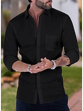preiswerte Businesshemden für Herren-Herren Oberhemd Hemden mit französischen Manschetten Kragenhemd Knopfhemd Wellen Hochzeit Arbeit Schwarz Weiß Rosa Marineblau Langarm Umlegekragen Ganzjährig Bekleidung Button-Down