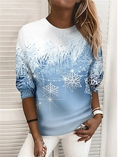 baratos Arte &amp; Design Tops-moletom feminino pulôver gráfico rua casual esportes básico gola redonda manga longa top microelástico outono&amp;amp;tecido macio respirável e confortável para o inverno