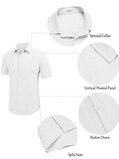 cheap Vacation-Men&#039;s Shirt Linen Shirt Guayabera Shirt Summer Shirt Beach Shirt Button Up Shirt Plain Vacation Casual White Blue Khaki Gray Short Sleeve Lapel Summer Clothing Apparel Patchwork