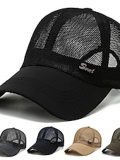 cheap Men&#039;s Baseball Cap-Men&#039;s Baseball Cap Black Deep Blue Mesh Travel Beach Outdoor Vacation Plain Adjustable Fashion