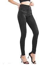 tanie Gładkie legginsy-Damskie Jeansy Spodnie Jegginsy Moda Moda miejska Pełna długość Wysoka talia Równina Kieszeń Elastyczny pas Oddychalność Na zewnątrz Wygodny Średnio elastyczny Urlop Ulica Codzienny Czarny Niebieski