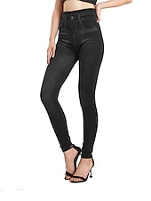 tanie Gładkie legginsy-Damskie Jeansy Spodnie Jegginsy Moda Moda miejska Pełna długość Wysoka talia Równina Kieszeń Elastyczny pas Oddychalność Na zewnątrz Wygodny Średnio elastyczny Urlop Ulica Codzienny Czarny Niebieski