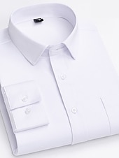 ieftine cămăși pentru bărbați fără călcat-Bărbați Cămașă de Costum Cămașă fără călcat Dungi și carouri Nuntă Birou și carieră Negru Alb Verde Deschis Roșu Vin Manșon Lung Răsfrânt Toate Sezoanele Îmbrăcăminte