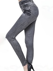 cheap Plain Leggings-Women&#039;s Slim Pants Trousers Pocket High Cut High Waist Full Length Black Summer