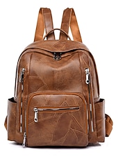 economico Zaini alla moda-Zaino da donna vintage in pelle, borsa da viaggio antifurto di grande capacità con molteplici tasche per università, lavoro, shopping e spostamenti quotidiani