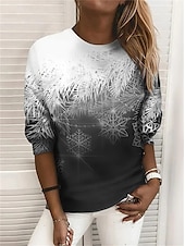 baratos Arte &amp; Design Tops-moletom feminino pulôver gráfico rua casual esportes básico gola redonda manga longa top microelástico outono&amp;amp;tecido macio respirável e confortável para o inverno