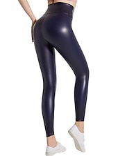 economico Pantaloni skinny da donna-Per donna Pantaloni di pelle Collant Pantaloni Di tendenza Streetwear Lunghezza intera Vita alta Liscio Vita elastica All&#039;aperto Comodo Media elasticità Strada Giornaliero Da tutti i giorni Ruggine