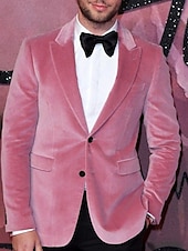 abordables Blazers et vestes-Blazer de soirée en velours pour hommes Coupe ajustée Uni À simple boutonnage Deux boutons Noir Rose Bourgogne Bleu royal Violet Marron Vert