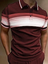 preiswerte Klassisches Poloshirt für Herren-Herren Sport-Polo Poloshirt Casual Festtage Kargen Kurzarm Modisch Basic Farbblock Taste Sommer Regular Fit Dunkelrot Gelb Dunkelmarine Purpur Grün Grau Sport-Polo