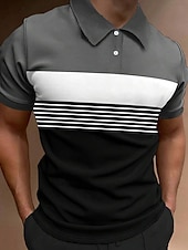 cheap Men&#039;s Classic Polo-Men&#039;s Button Up Polos Polo Shirt Casual Sports Lapel Short Sleeve Fashion Basic Color Block Button Summer Regular Fit Fire Red Black White Army Green Dark Navy Dark Gray Button Up Polos