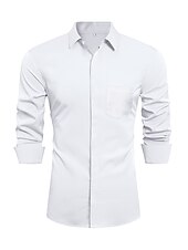 preiswerte Businesshemden für Herren-Herren Oberhemd Hemden mit französischen Manschetten Kragenhemd Knopfhemd Wellen Hochzeit Arbeit Schwarz Weiß Rosa Marineblau Langarm Umlegekragen Ganzjährig Bekleidung Button-Down