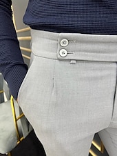economico Chino-Per uomo Pantaloni Chinos Pantaloni chino Pantaloni Gurkha Tasca Vita alta Semplice Comodità Morbido Quotidiano All'aperto Uscire Moda Casual Cachi Grigio chiaro