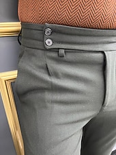 economico Chino-Per uomo Pantaloni Chinos Pantaloni chino Pantaloni Gurkha Tasca Vita alta Semplice Comodità Morbido Quotidiano All'aperto Uscire Moda Casual Cachi Grigio chiaro