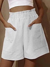 tanie Spodenki-Damskie Szorty Moda miejska Prosty Codzienny Krótki Wysoka talia Równina Kieszeń Elastyczny pas Oddychający Miękka Na zewnątrz Średnio elastyczny Na zewnątrz Urlop Codzienne Czarny Biały Czerwony
