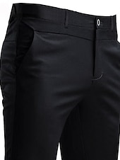 preiswerte Schlank-Herren Anzughosen Hose Hosen Hose Freizeithose Anzughose Tasche Einfarbig tragbar Draussen In voller Länge Hochzeit Heim Arbeit Modisch Strassenmode weiß grau Schwarz elastisch