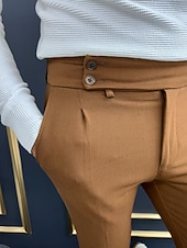 economico Chino-Per uomo Pantaloni Chinos Pantaloni chino Pantaloni Gurkha Tasca Vita alta Semplice Comodità Morbido Quotidiano All'aperto Uscire Moda Casual Cachi Grigio chiaro