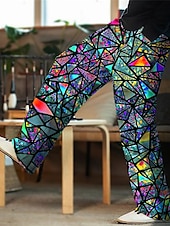 cheap Men&#039;s Printed Casual Pants-Men&#039;s Trousers Summer Pants Beach Pants Drawstring Elastic Waist 3D Print Color Block Graphic Prints Geometry Comfort Casual Daily Holiday Streetwear Hawaiian Light Green Red