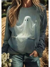olcso Pulóverek és pulóverek-Női Pulóver Halloween pulóver Grafika Sportok Utcai sikk Buli Szürke Halloween Hétköznapi Kerek Hosszú ujj Felső Mikroelasztikus Ősz &amp; tél