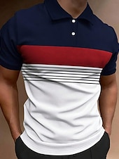 cheap Men&#039;s Classic Polo-Men&#039;s Button Up Polos Polo Shirt Casual Sports Lapel Short Sleeve Fashion Basic Color Block Button Summer Regular Fit Fire Red Black White Army Green Dark Navy Dark Gray Button Up Polos