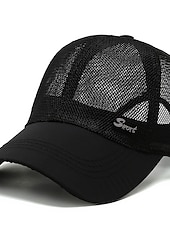cheap Men&#039;s Baseball Cap-Men&#039;s Baseball Cap Black Deep Blue Mesh Travel Beach Outdoor Vacation Plain Adjustable Fashion