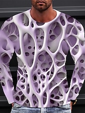 economico Magliette 3D-Per uomo Pop art Astratto maglietta Manica lunga maglietta Stampa 3D Girocollo Camicia Vintage Di tendenza Originale Esterno Giornaliero Sport Blu Viola Verde Primavera &amp; Autunno Abbigliamento S M L