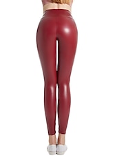 economico Pantaloni skinny da donna-Per donna Pantaloni di pelle Collant Pantaloni Di tendenza Streetwear Lunghezza intera Vita alta Liscio Vita elastica All&#039;aperto Comodo Media elasticità Strada Giornaliero Da tutti i giorni Ruggine