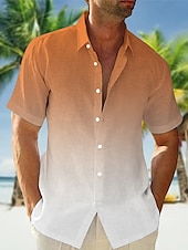 voordelige heren overhemd met knopen-Voor heren Overhemd Zomer overhemd Strand Kleding Normaal shirt Overhemd met knopen Overhemden zonder broek Blozend Roze Marineblauw blauw Oranje Groen Korte mouw Verloop Revers Vakantie Casual