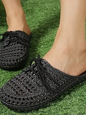 halpa Naisten pistokkaat-naisten kudotut slip-on-mokkasiinit – hengittävät nauhalliset ballerinat rannalla kävelyille, puutarhatöihin ja rentoon kesäasutukseen